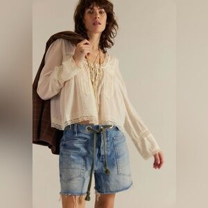 We The Free Moxie Barrel Denim Shorts Women’s 29 Rope Waist NEW $128